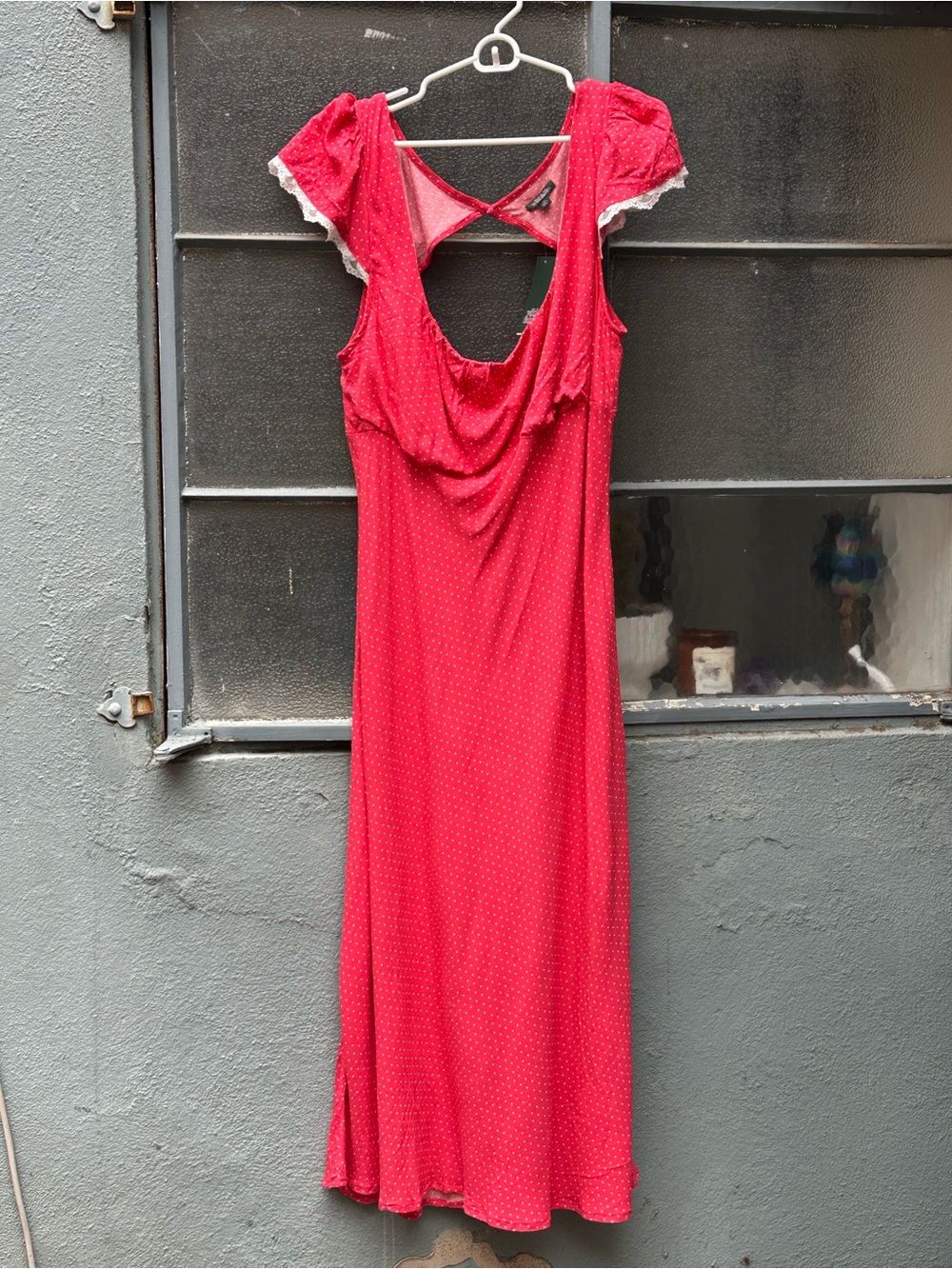 Wild Fable Dress XL Red Polka Dots Flutter Cap Sleeve Maxi A-Line Retro style
